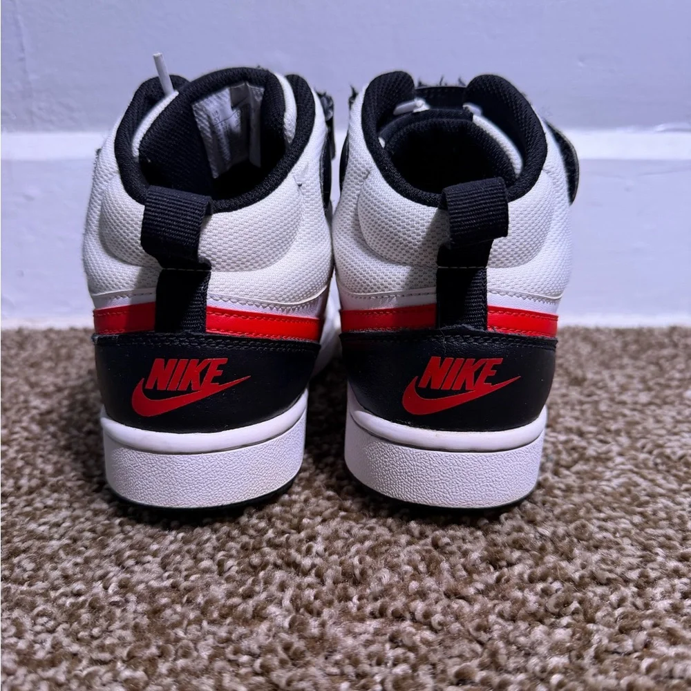 Nike White and Red Mid-Top Basketball Sneakers - Picture 3 of 6